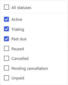 The status dropdown on the Subscriptions list.