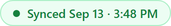 The sync status pill showing a completed sync with its time.